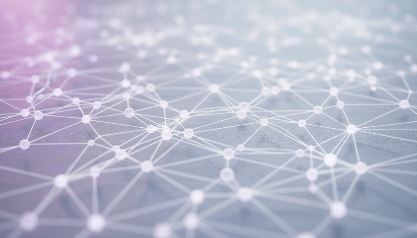 Abstraktes Netzwerk aus verbundenen Knotenpunkten als Symbol für Datenintegration, IT-Architektur und sichere Vernetzung im B2B.